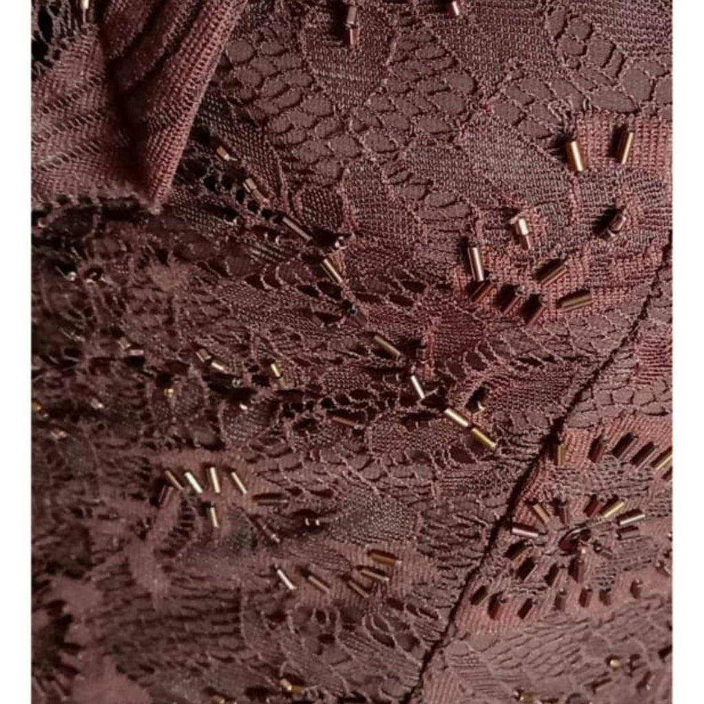 Vestido Elegante Color Vino con Encaje y Chaqueta Incluida