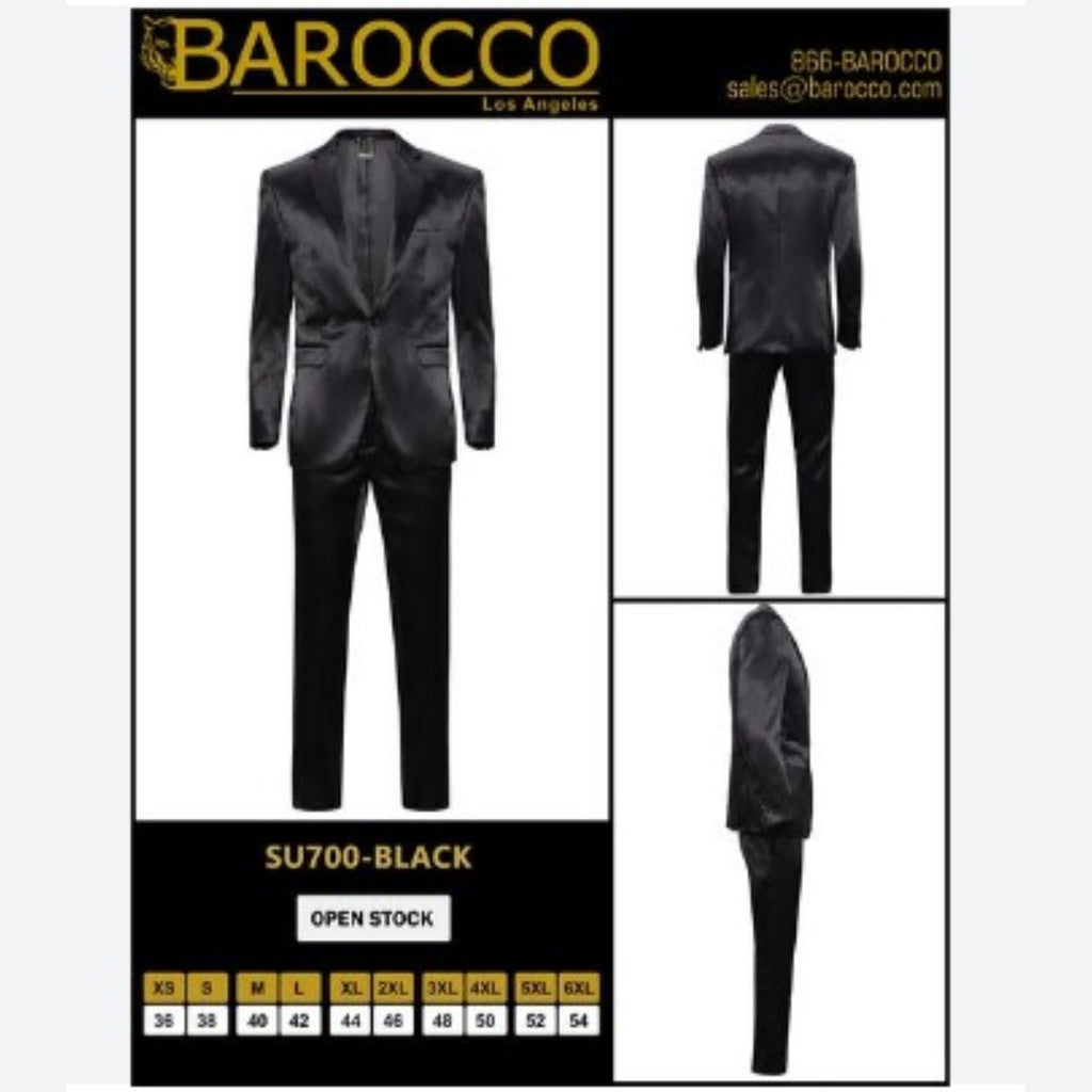 Traje Negro Slim Fit Barocco Los Ángeles SU700 – Elegante y Moderno