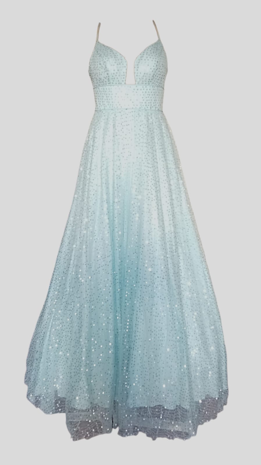 Vestido Azul Cielo de Lentejuelas – Alta Gama | Talla Chica