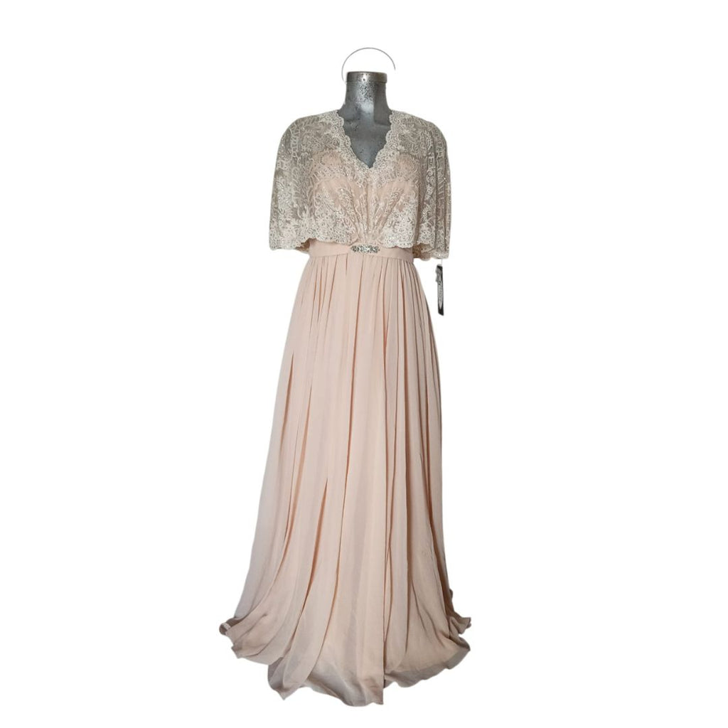 Vestido Largo Elegante Palo de Rosa con Encaje