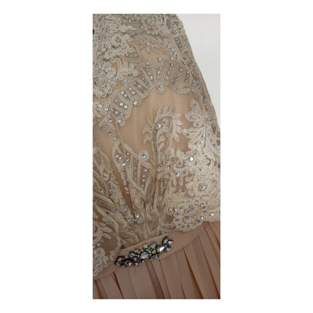 Vestido Largo Elegante Palo de Rosa con Encaje