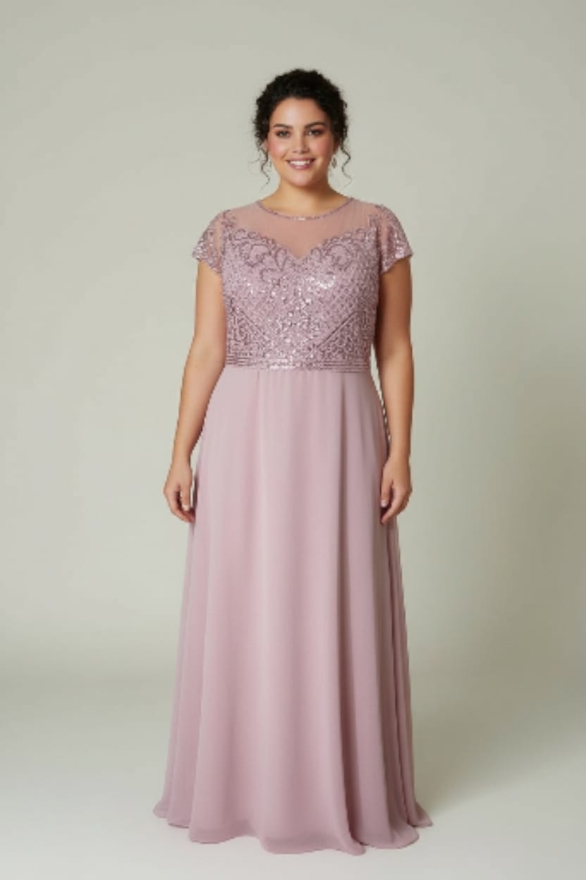 Vestido de Fiesta Rosa Suave con Brillos