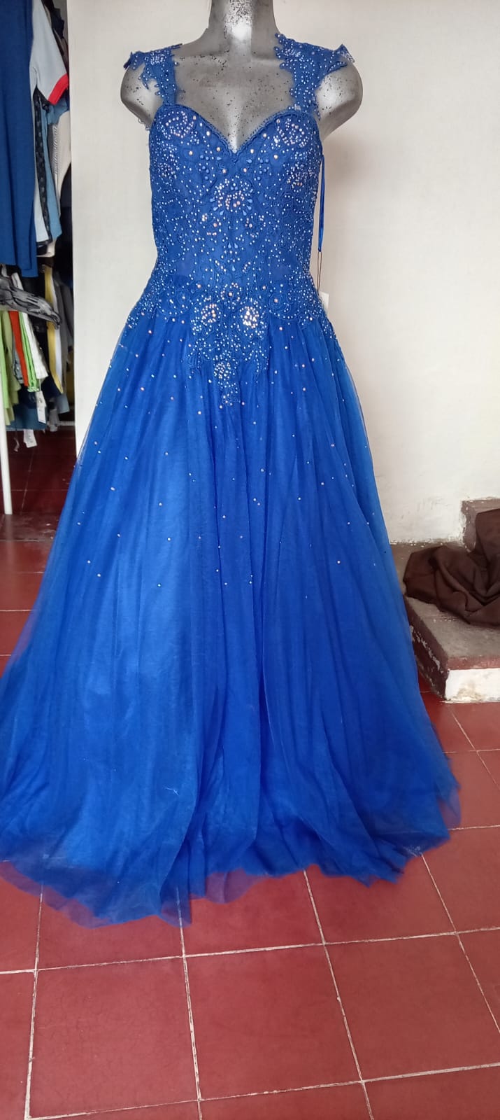 Vestido Elegante Azul Rey con Corset