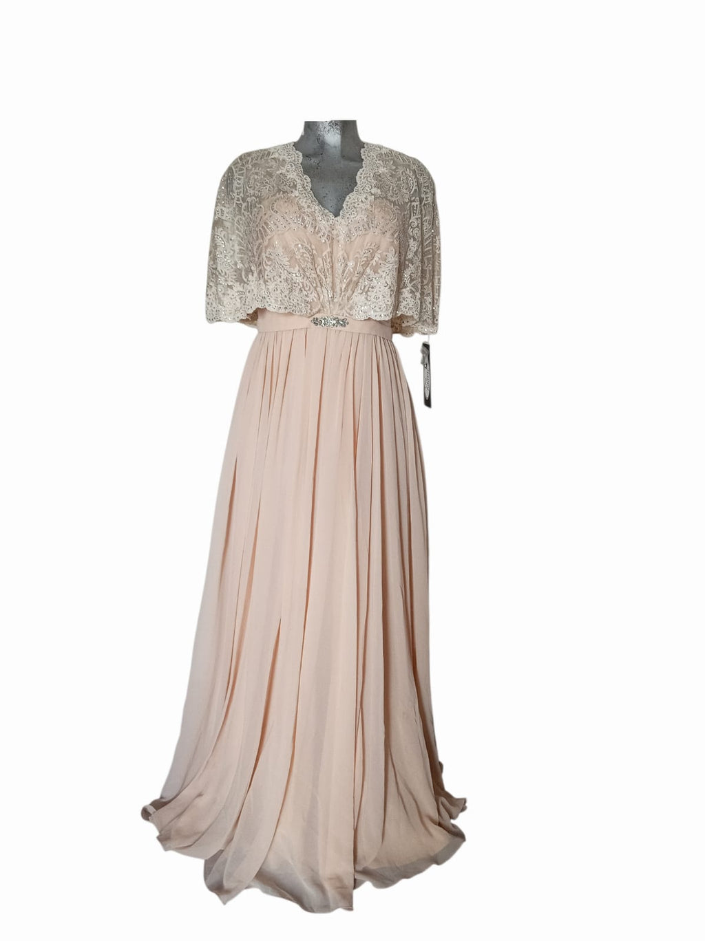 Vestido Largo Elegante Palo de Rosa con Encaje